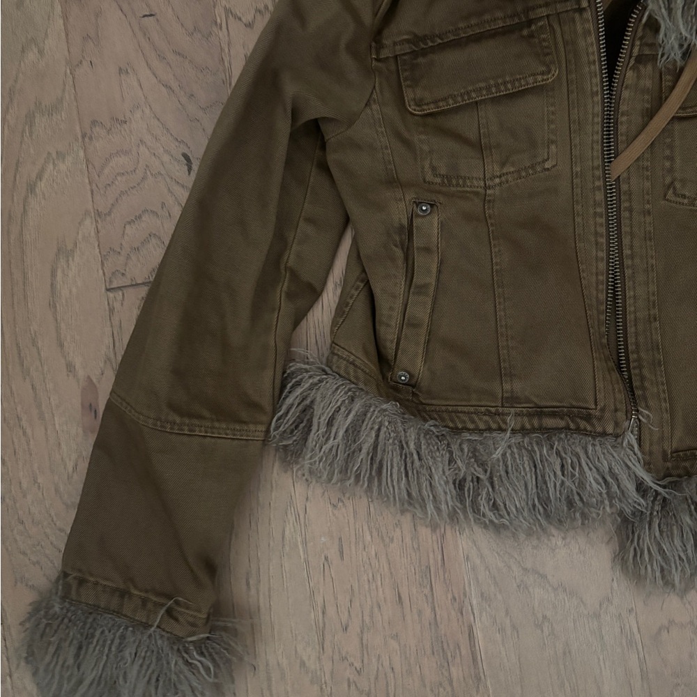 Free People Faux-Fur Trim Hooded Utility Jacket - - Picture 4 of 6